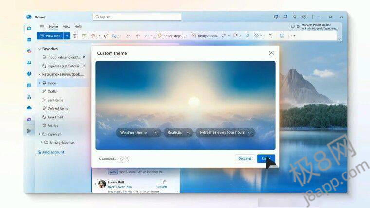 微软Outlook再升级！全新AI主题功能，让你的邮件更有个性